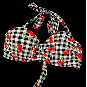 Hot Topic Black and White Cherry Bikini Top